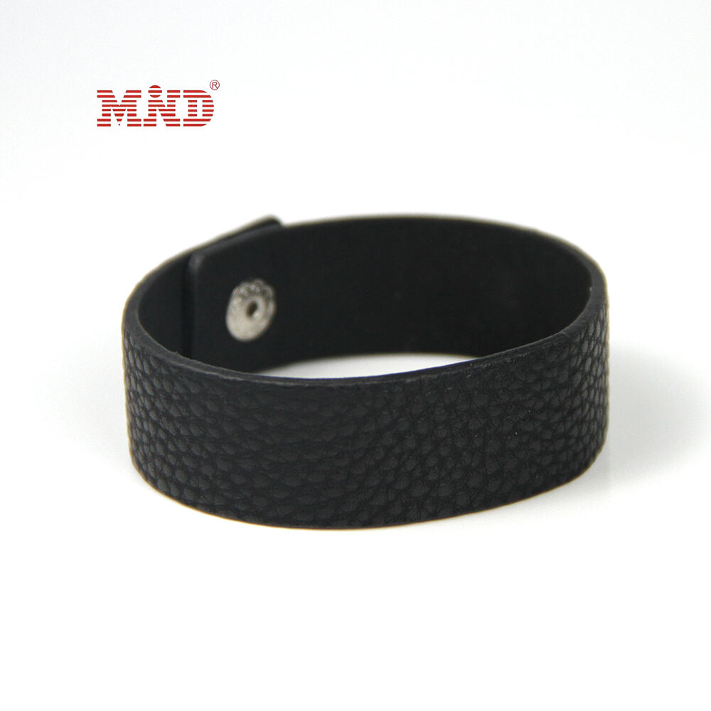 MW6A04 Lusso RFID Cinturino in pelle Design semplice Bracciale NFC nero