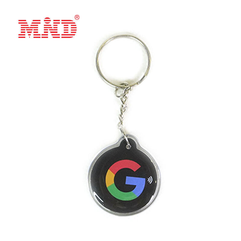 Customized Waterproof NFC Keychain QR Code Google Review NFC Epoxy Tag Key Chain