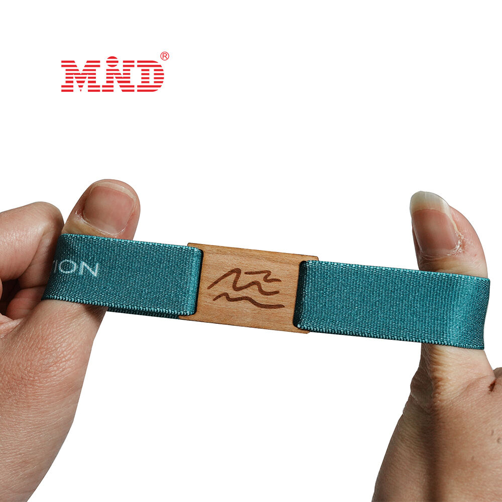 Eco Friendly Custom Wooden Tag RFID NFC Elastic Wristband 13.56MHz