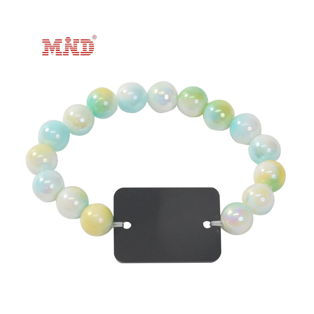 سوار خرز أكريليك ذكي بوسام MW9A01-11 مع تقنية RFID وNFC، سوار يد مصنوع يدويًا للمناسبات