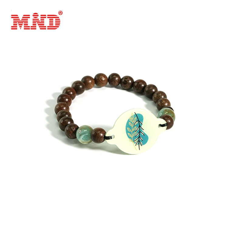 Acrylic Tag Wooden Bead Cashless Payment RFID Wristband Bracelet