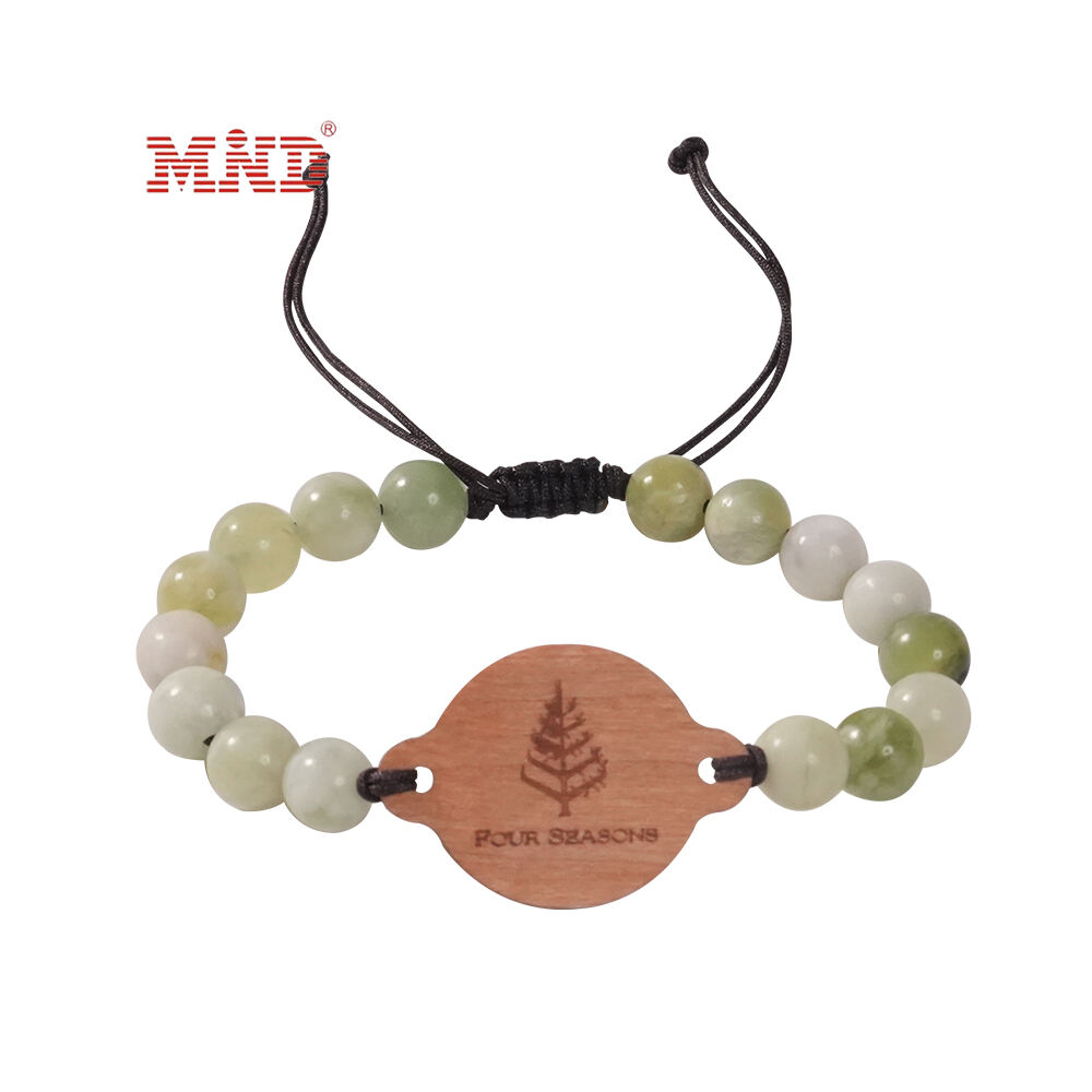 MW9A02-3 RFID NFC Beaded Bracelet Wood Tag Wristband Access Control