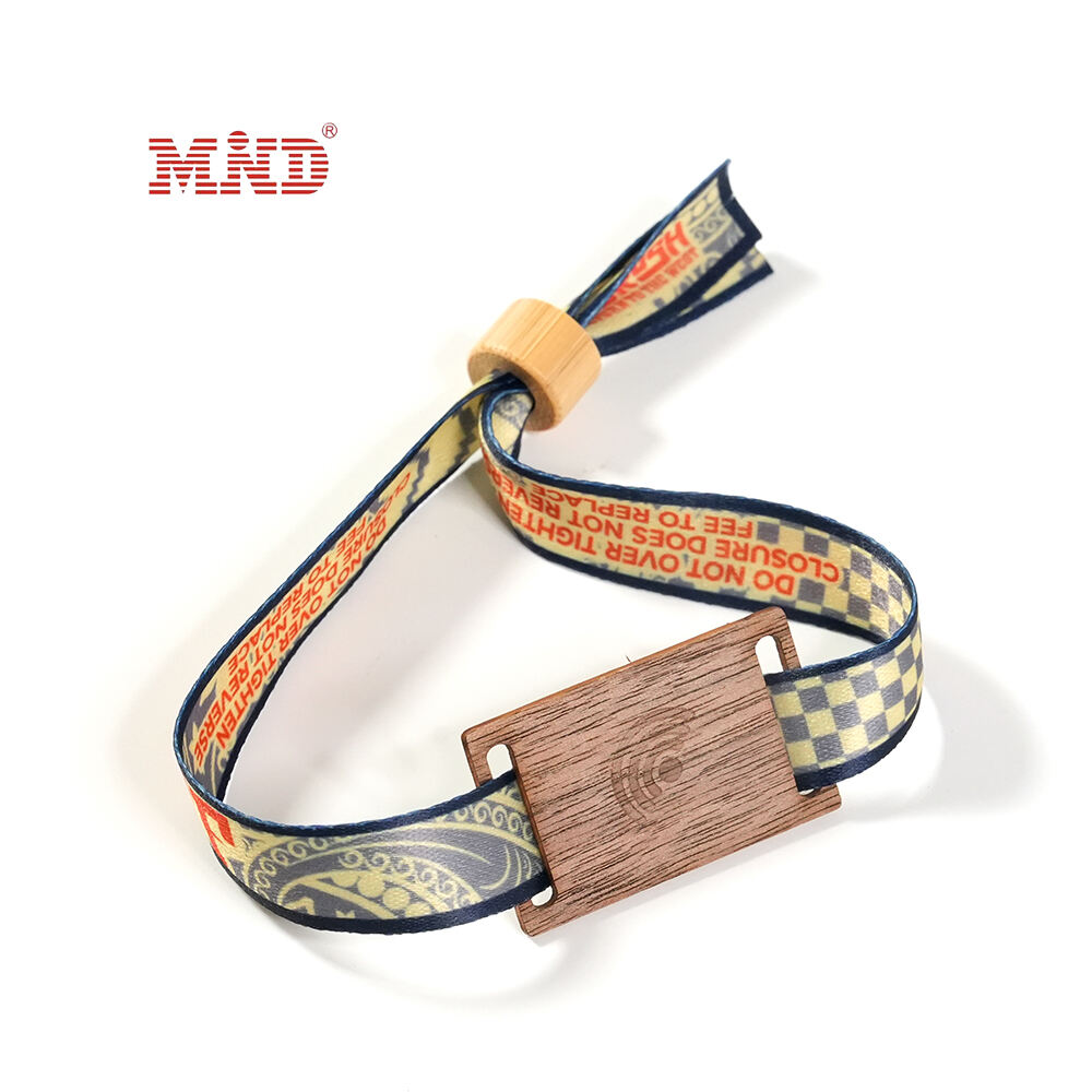 MW2A13-1 RFID Adjustable Bracelet Bamboo Buckle Wooden Tag Woven Band
