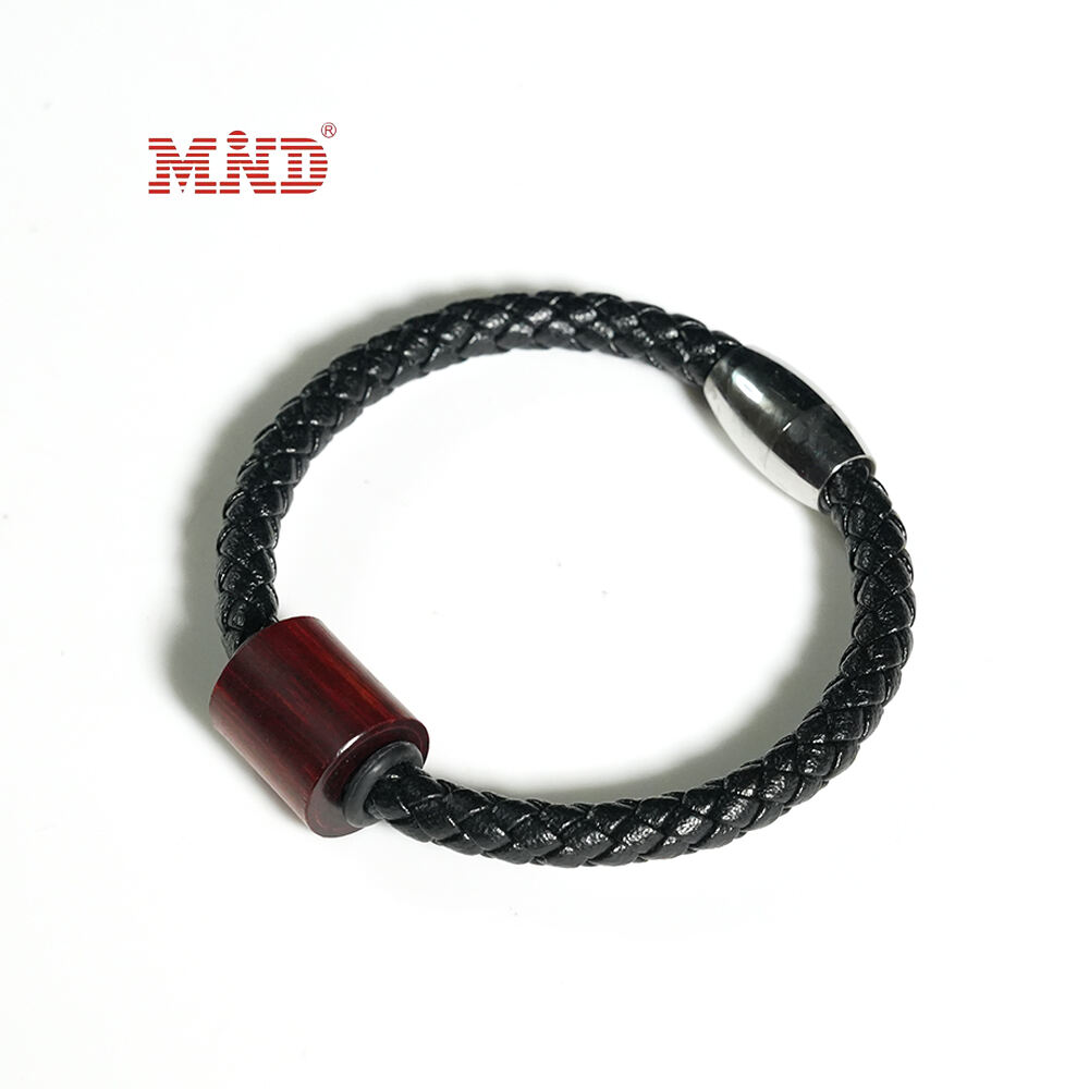 MW6A03-1 Moda RFID Cinturino in pelle Smart NFC Chip Bracciale con etichetta in legno