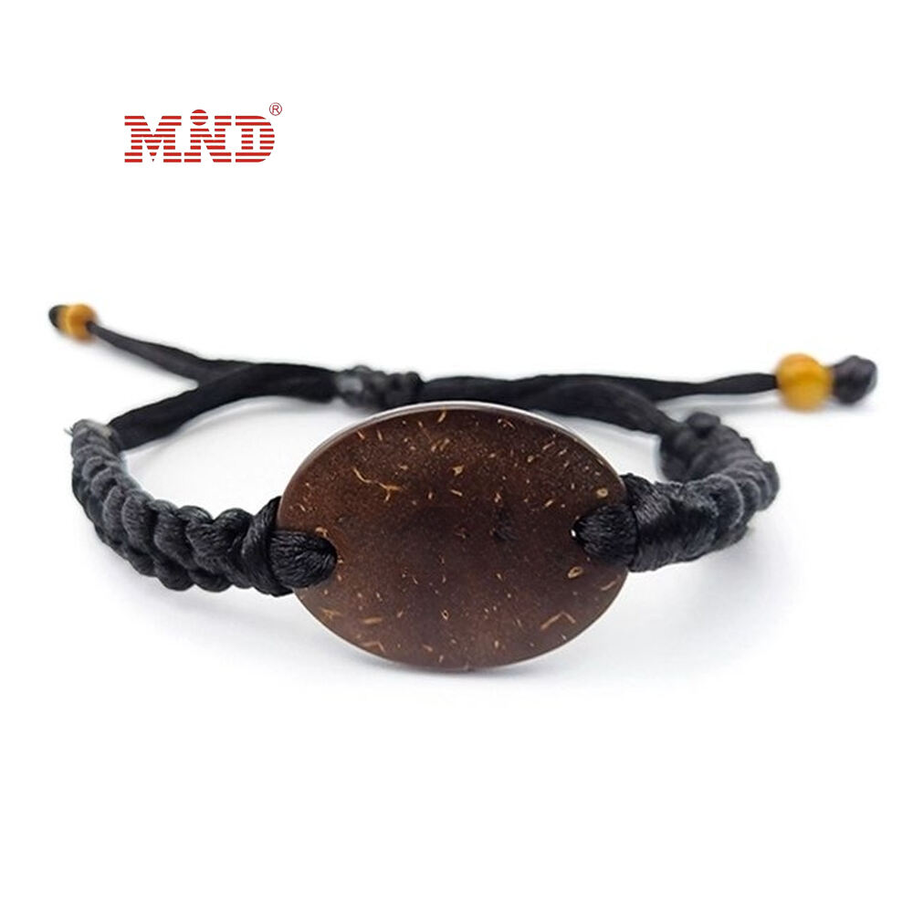 Handmade RFID NFC Coconut Shell Tag Wristband String Rope Bracelet