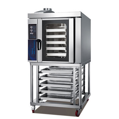 Digital  panel 5－pan Gas Rotary Convection Oven with Under Shel (Left blower)
