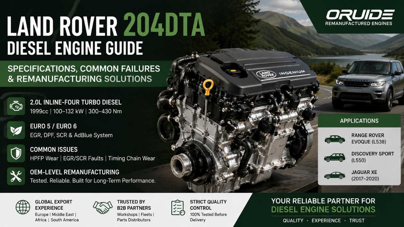 Silnik Land Rover 204DT (204DTA): specyfikacja techniczna, typowe usterki oraz profesjonalne rozwiązania remanufacturingowe dla partnerów B2B