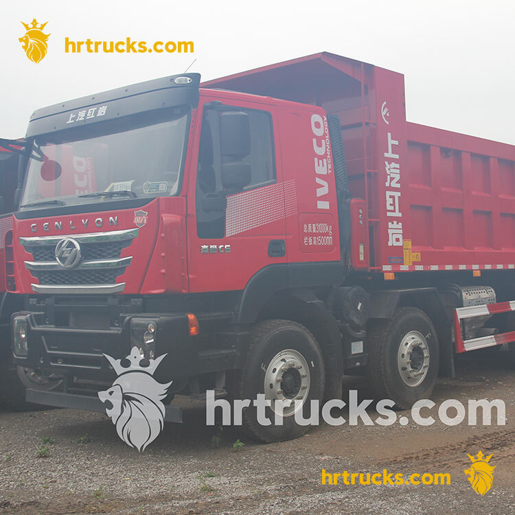 hongyan dump truck red 8*4