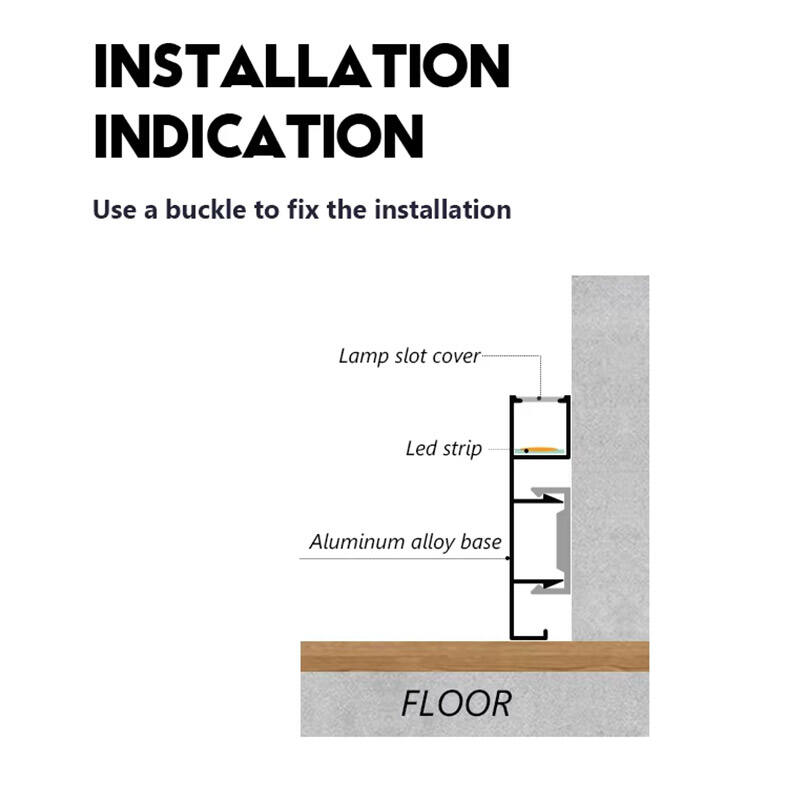 50/80*12 mm øverste LED aluminium fotplank (festet med krok)