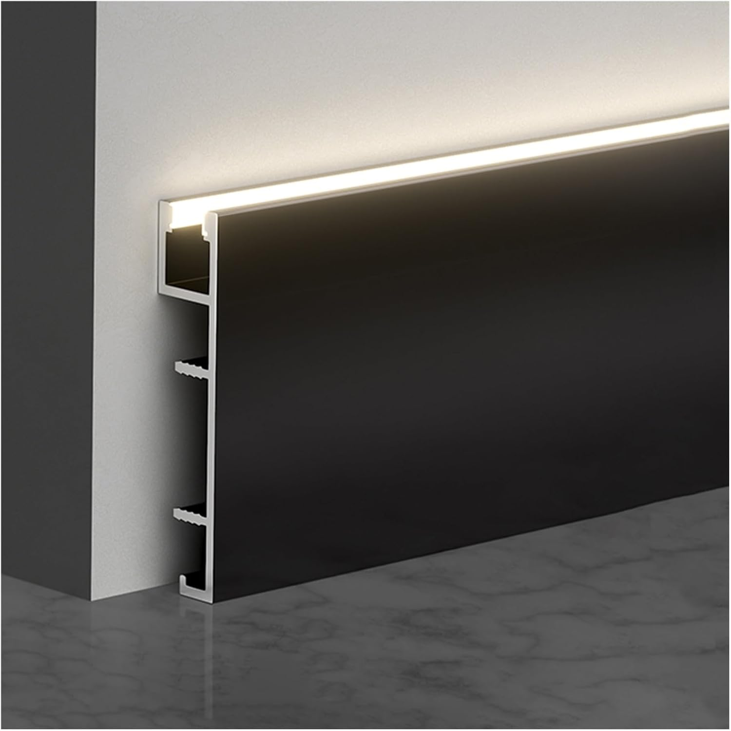 50/80*12 mm øverste LED aluminium fotplank (festet med krok)