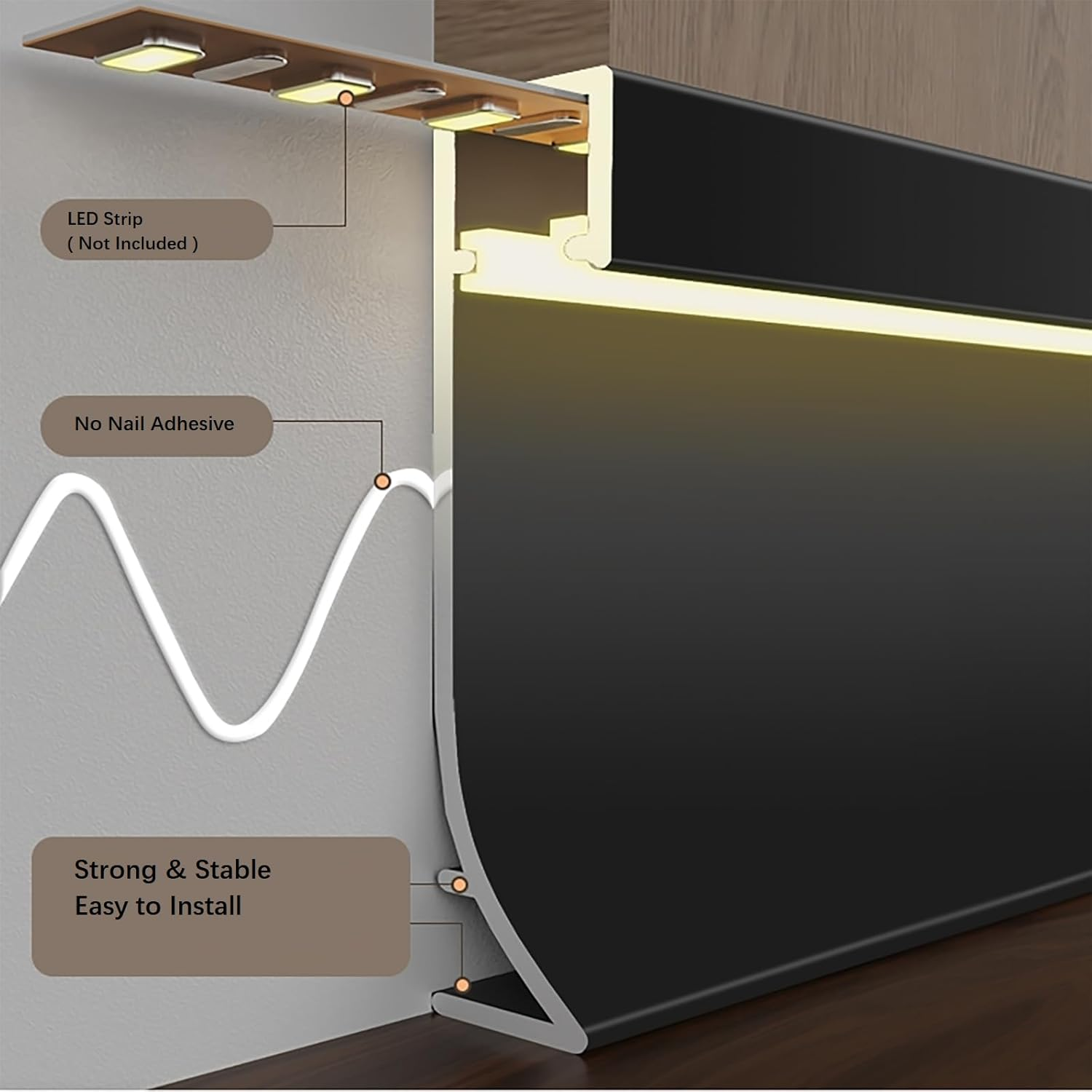 50/80*12.6 MM Side LED Aluminium Fotplank (limfeste)