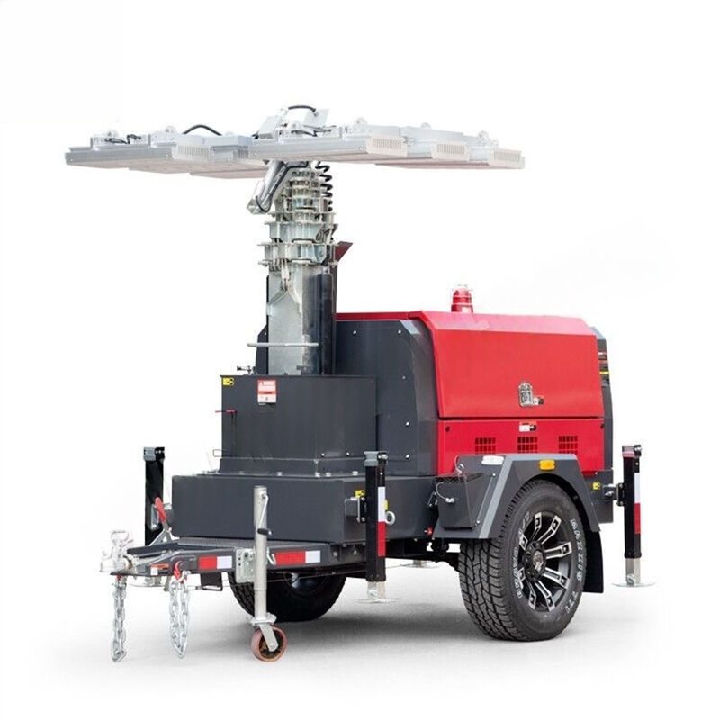 Portable Generator Powered Mobile Light Tower for Outdoor Night Lighting