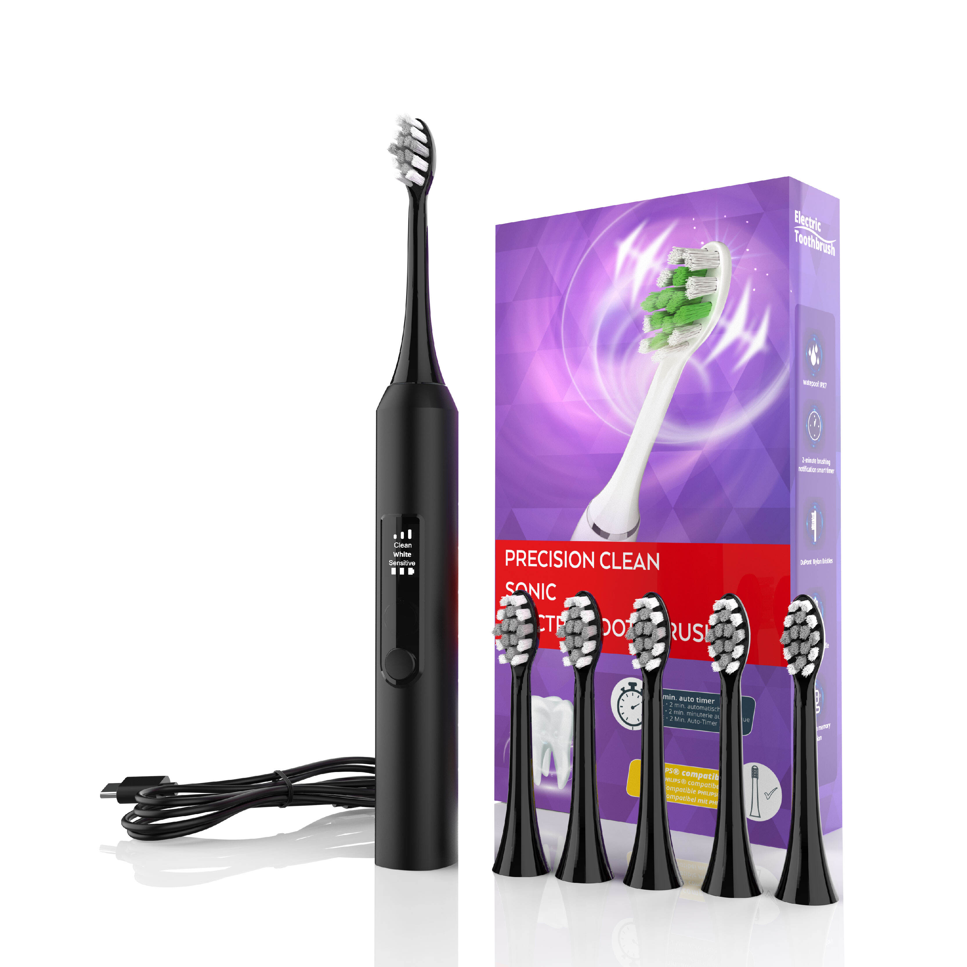 Factory Wholesales High Quality Customizable Luxury Design IPX7 Waterproof Smart Sonic Electric Toothbrush