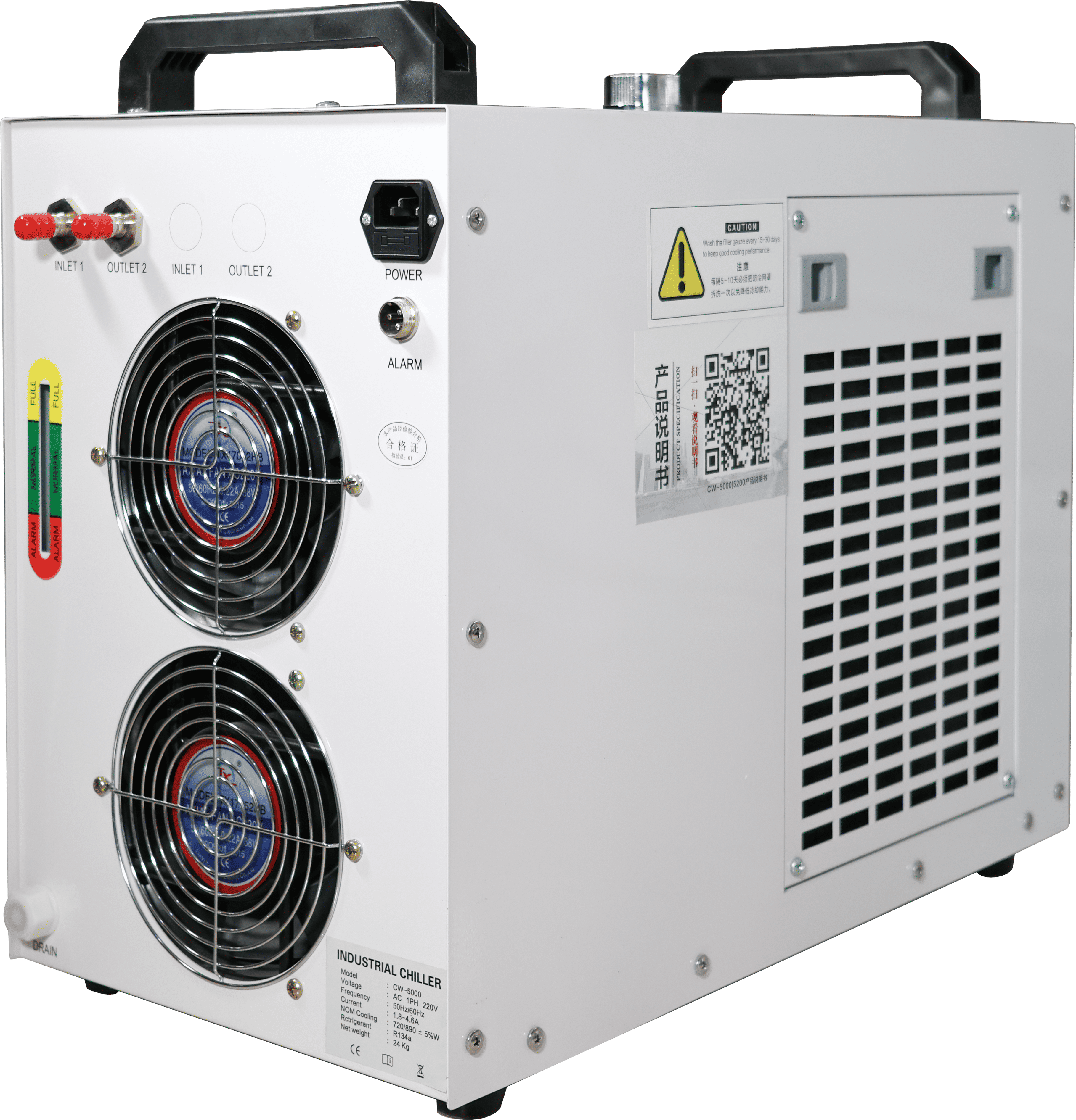 Qual è la capacità del refrigeratore d'acqua CW 5000?