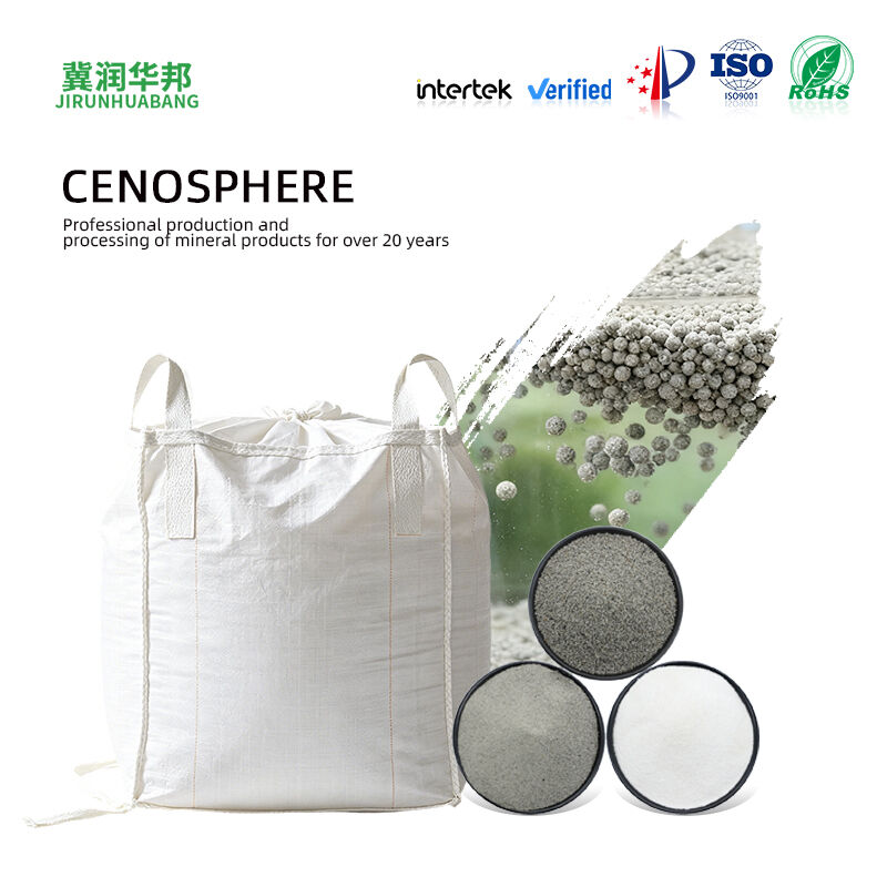 Cenosphaerae Cinerum Volantium ex Stationibus Electricis ad Insulationem Thermalem Tuborum Elevantium, Granae Cavae Vitratae Cinereae ad Insulationem Caloris et Obturationem Camporum Petrolei.
