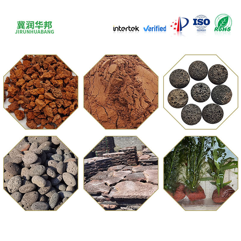 Producta Lapidis Vulcanici Porosi, Inter Quae Lapides, Globos, Annulos et Pulverem, Magnitudines Adaptatae Emptoribus Globalibus in Aquariis, Horticultura et Campis Aedificatoriis.