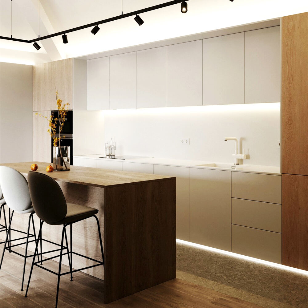 Custom Made Modular Kitchen Set Modern Design Lacquer Plywood Waterproof Kitchen Pantry Cabinet