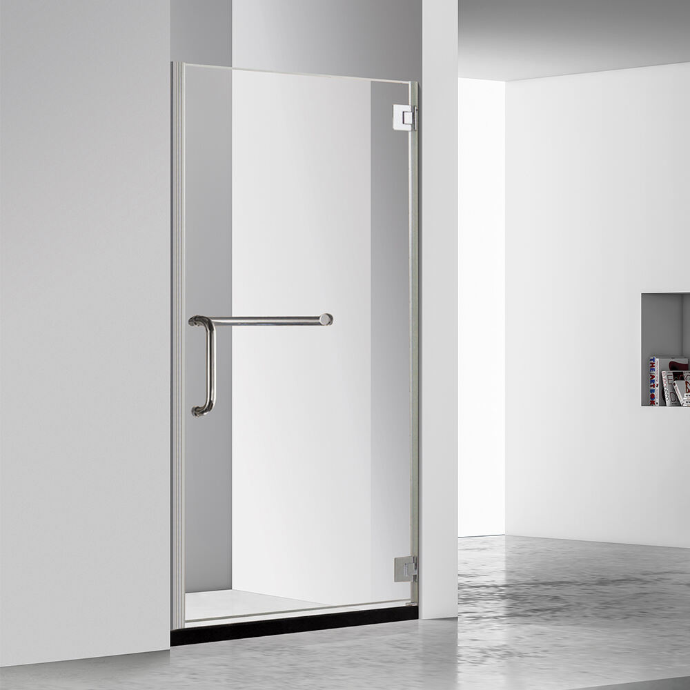 In Demand Home Bathroom Single Sliding Frameless Door Tempered Glass Matte Black