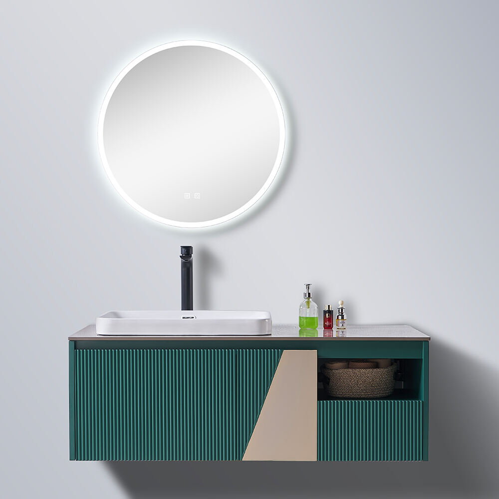 Contemporary Bathroom Vanity With Artificial White Marble Commercial Wall Mounted Bathroom Vanity