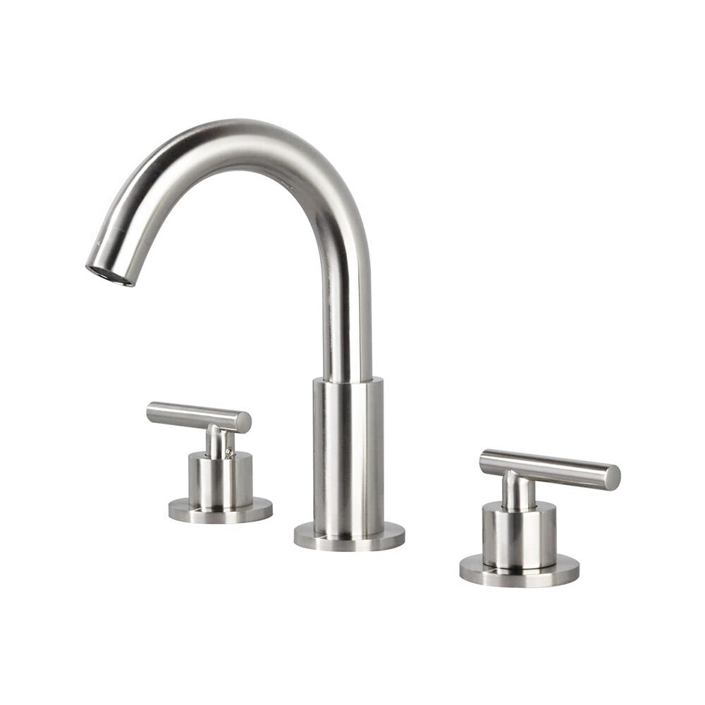 Long goose neck 3 holes double handles basin faucet 02813