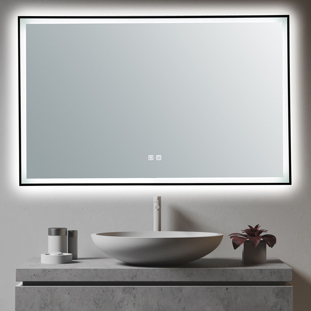 Wholesales Smart Rectangle Rotating LED Mirror Home Hotel Bathroom Vanity Mirror White Light Bathroom Mirror With LED Lights