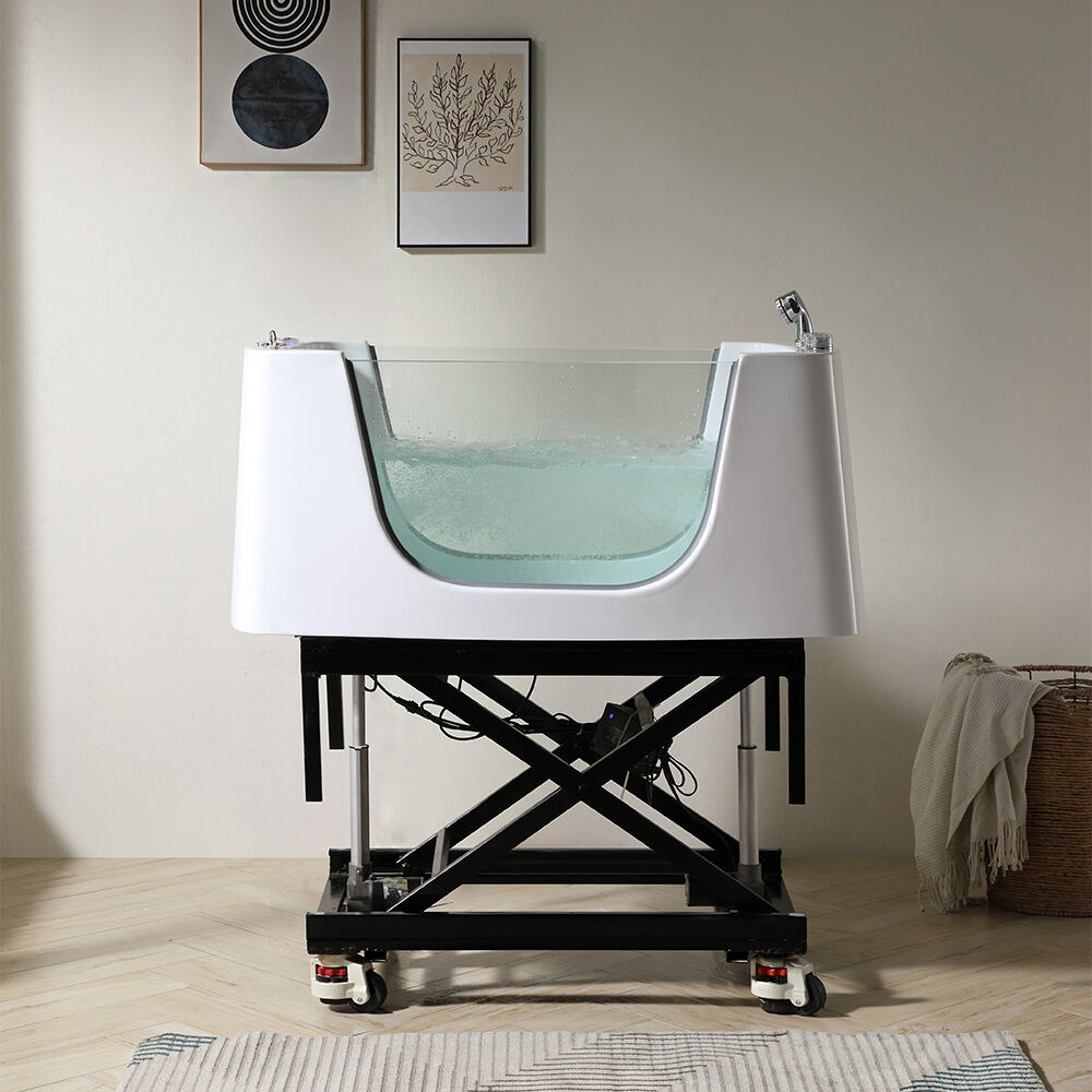 Modern Luxury Wholesale Glass and Acrylic Pet Clean Station Grooming Bath Tub Dog Spa Bathtub