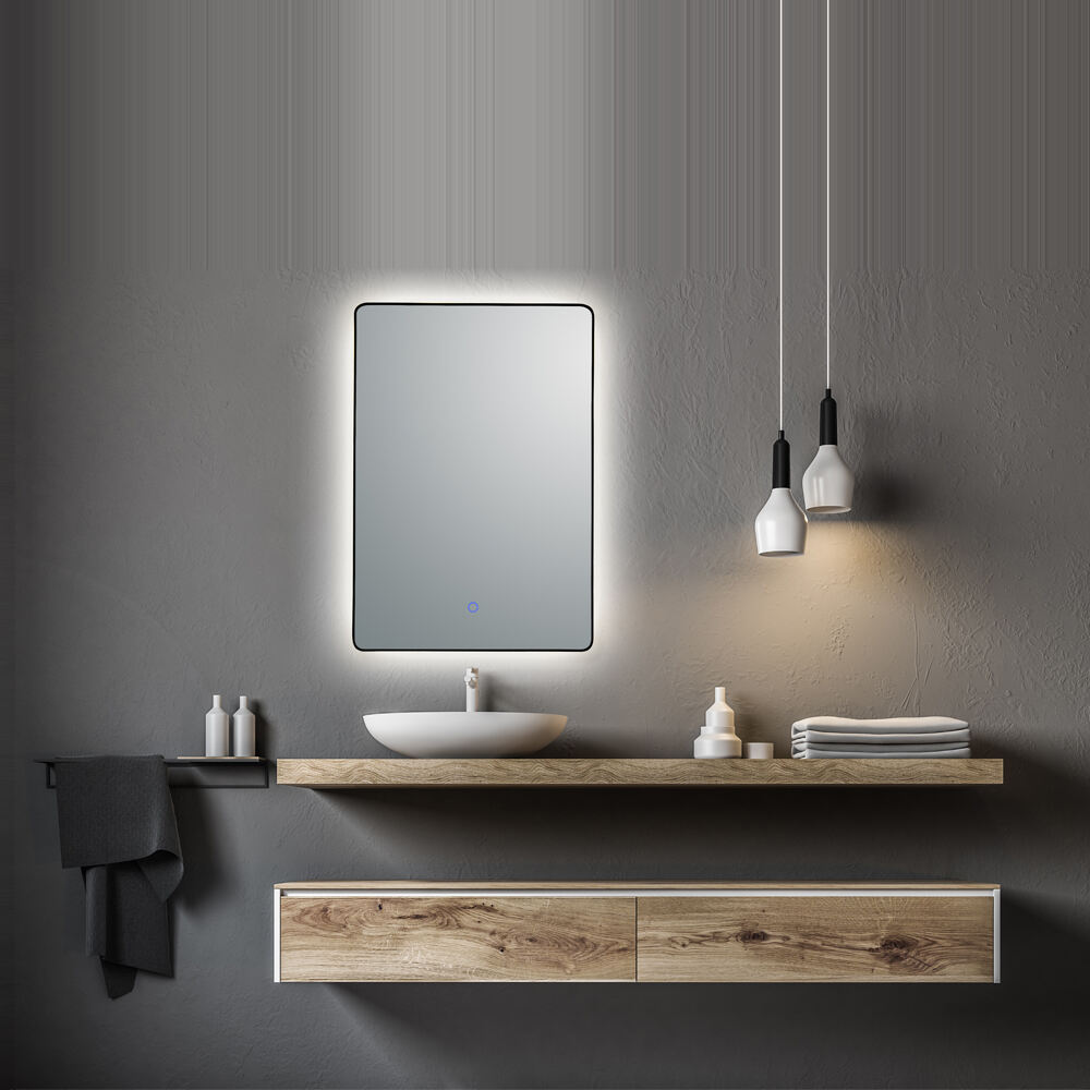 Factory Direct Rectangular Time display Mirror Bathroom customized LED Backlit Defogger Smart Mirror 