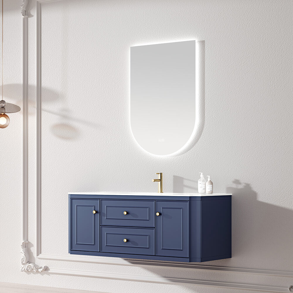 Superior Quality Double Sink Bathroom Wall Cabinet Floor Standing Brown Painted Bathroom Vanity with Mirror for Bathroom