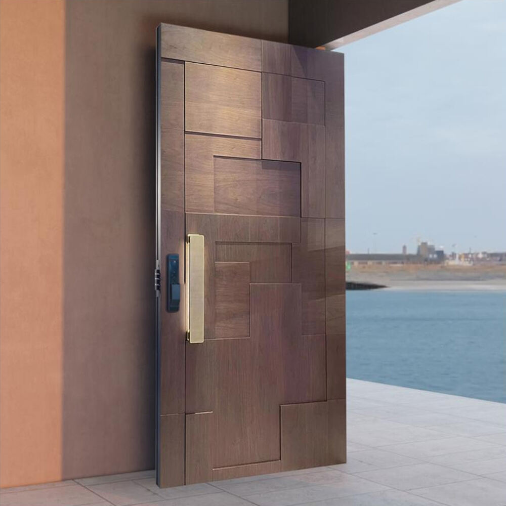 Modern Luxury Style External Baking Paint Door Villa White Exterior Door Middle-Class Design Solid Wood Door