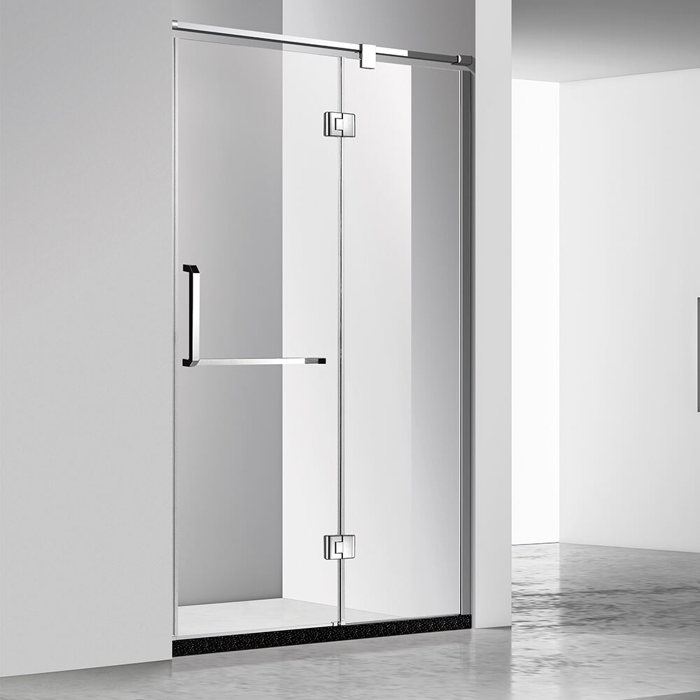 Modern Luxury Home Bathroom Single Sliding Frameless Door Tempered Glass Matte Black