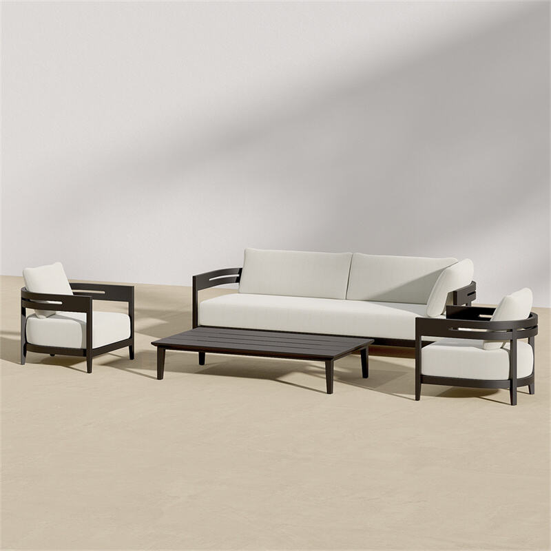 High End Outdoor Sofa Set Teak Furniture Luxury Design Patio Garden Balcony Beach Sofa Single Ottoman