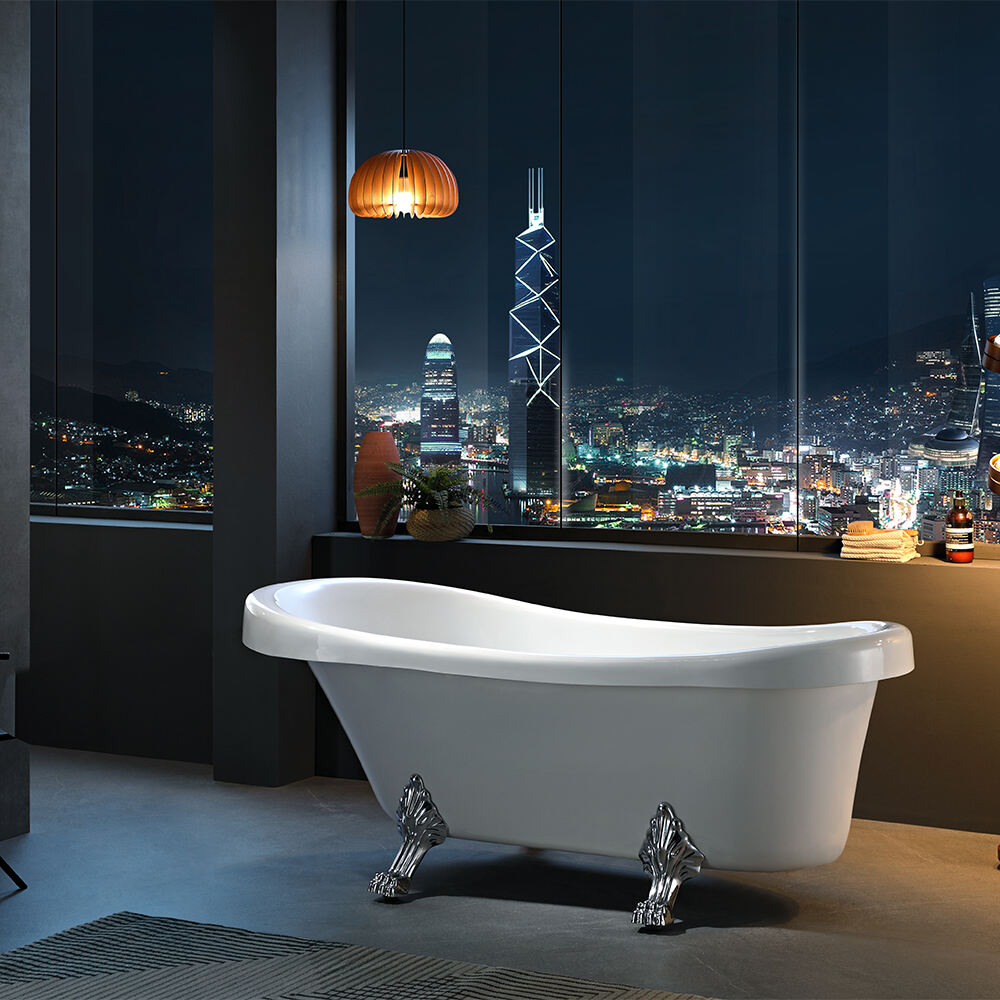 Cheap Price Pure Acrylic Freestanding Modern Bathroom Bath Tub Customized Glossy White Color air Massage Soaking Oval Bathtub