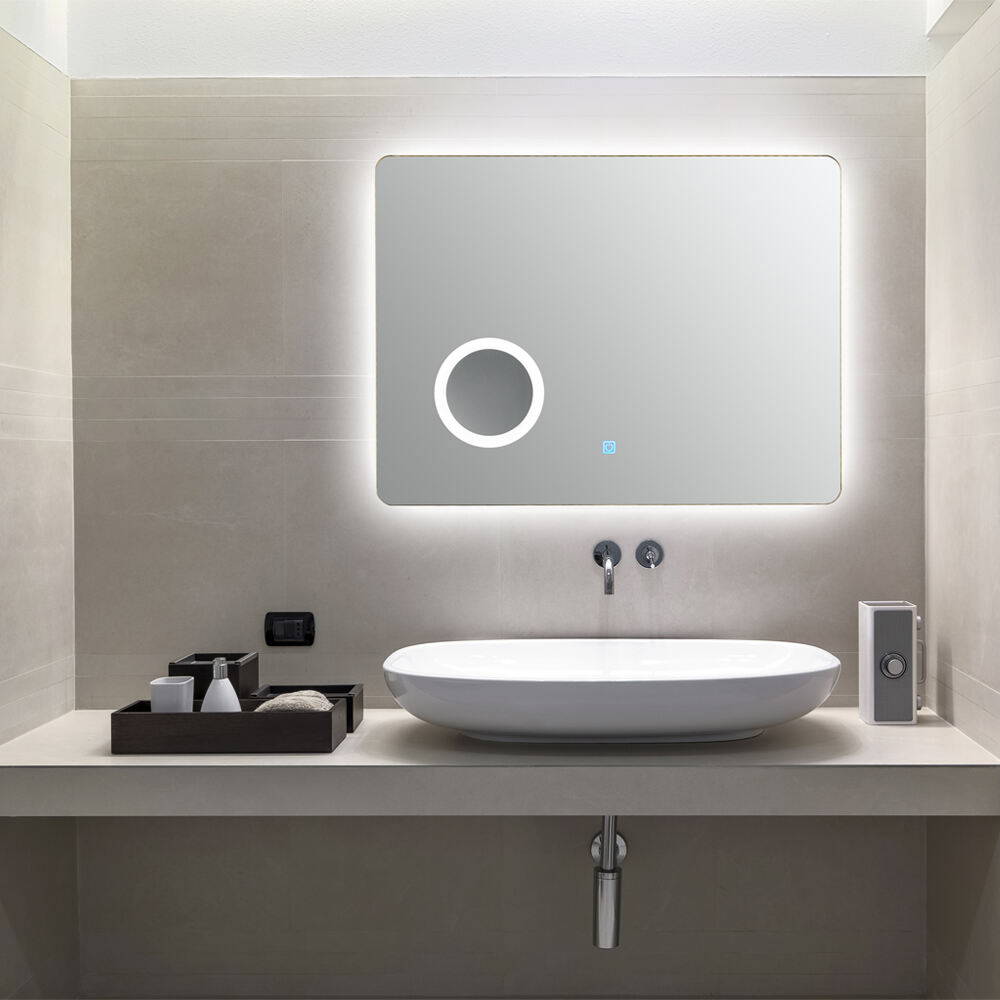 High Quality Rectangular Time display Mirror Bathroom customized LED Backlit Defogger Smart Mirror 