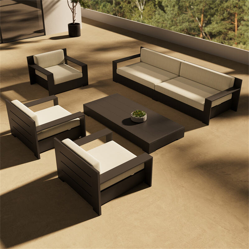 Defaico 2024 Modern Premium Teak Lounge Chair Luxury Balmain Teak Outdoor Furniture Set For Patio
