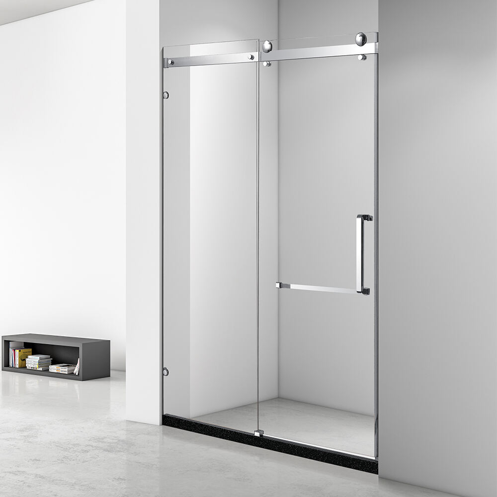 Trendy Luxury Home Hotel Double Sliding Frameless Bathroom Door Tempered Glass Matte Shower Door
