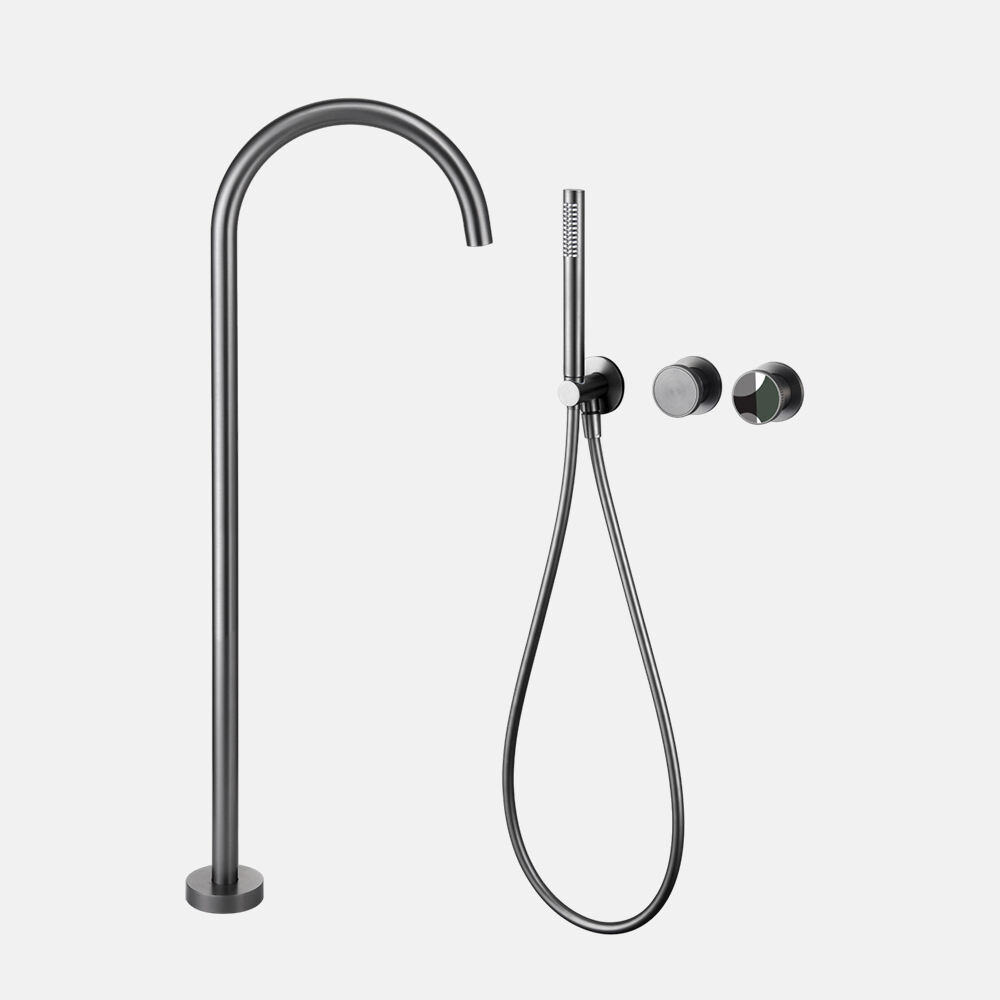 New Arrival Design Floor Mounted Matt Black Bathtub  Faucet with Shower Brass Hot and Cold Design Bathtub Faucet Bathroom Bathtub Faucet