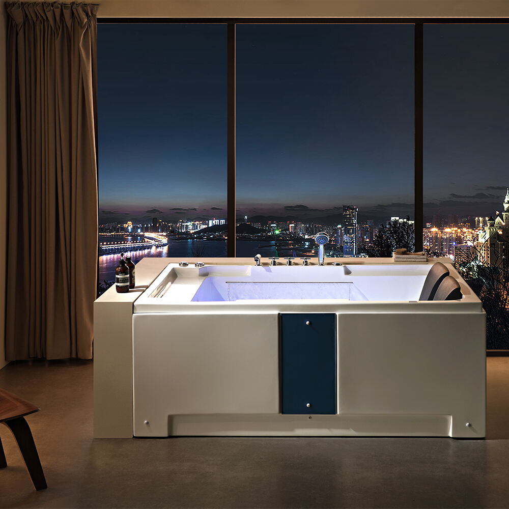 Factory Direct Customized Hot Sell 2-Person Acrylic Luxury Massage Free Standing Whirlpool Indoor Jacuzz  Bathtub