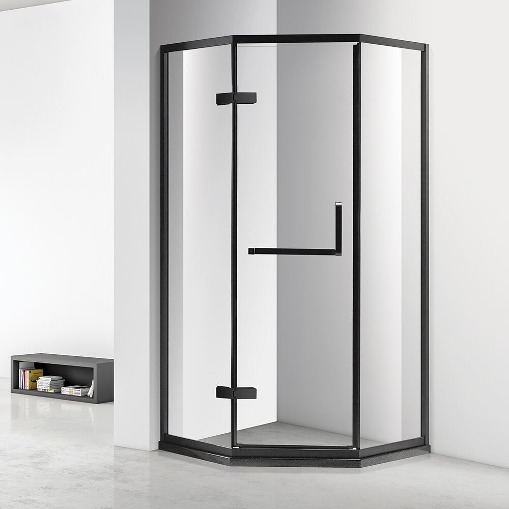 Factory Direct Hotel Shower Glass Panel Screen Black Frameless Double Bypass Bathroom Tempered Glass Shower Enclosure Sliding Shower Door