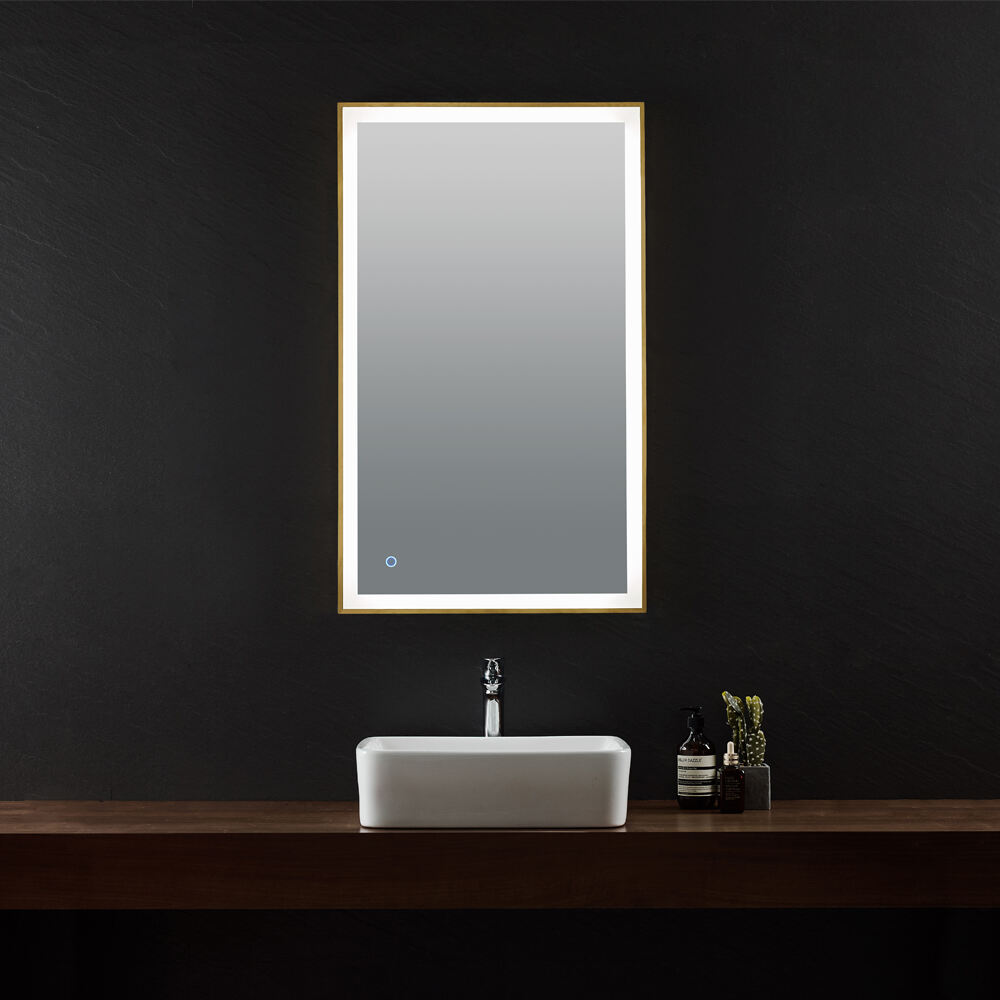 Elegant Style Rectangular Time Display Mirror Bathroom Customized LED Backlit Defogger Smart Mirror