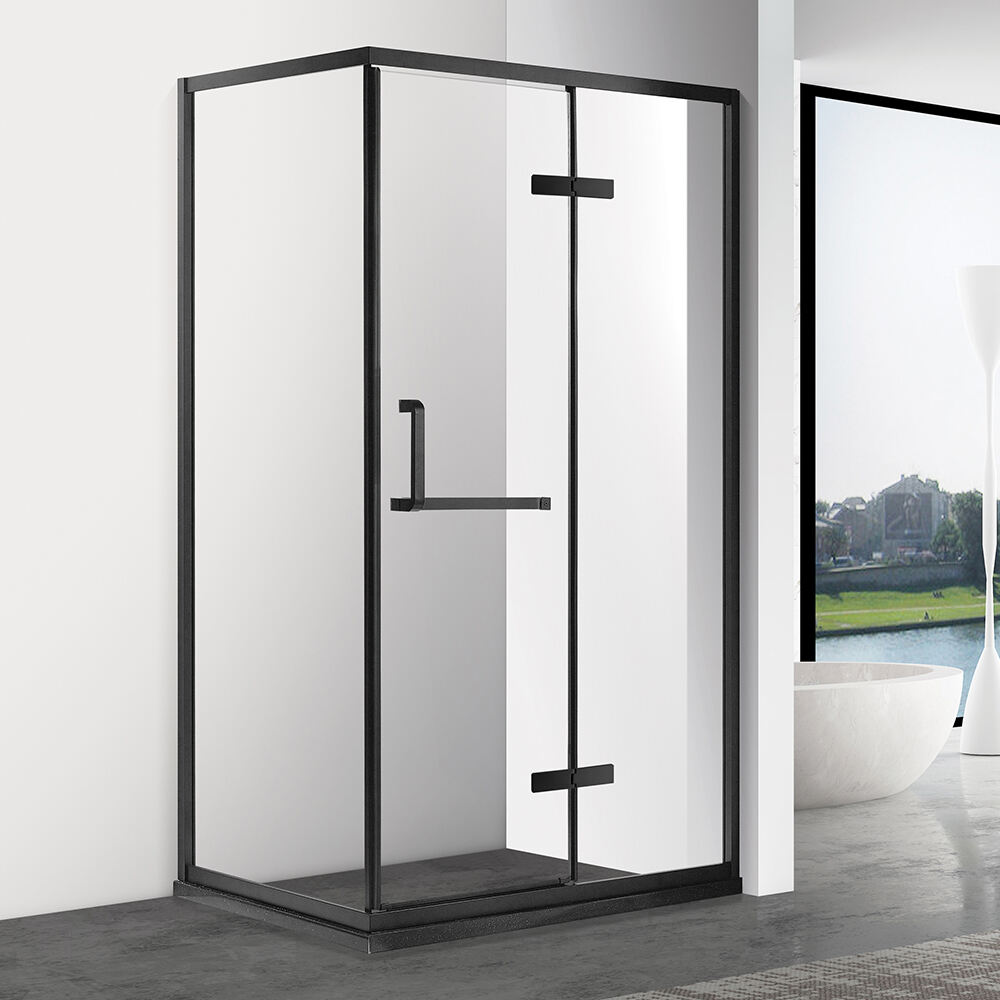 Wholesale Price Hotel Shower Glass Panel Screen Black Frameless Double Bypass Bathroom Tempered Glass Shower Enclosure Sliding Shower Door