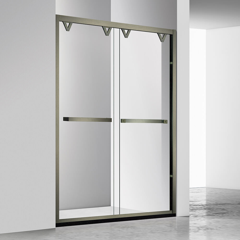 Modern Luxury Hotel Style Matte Black Frameless Sliding Shower Door Tempered Glass For Bathroom