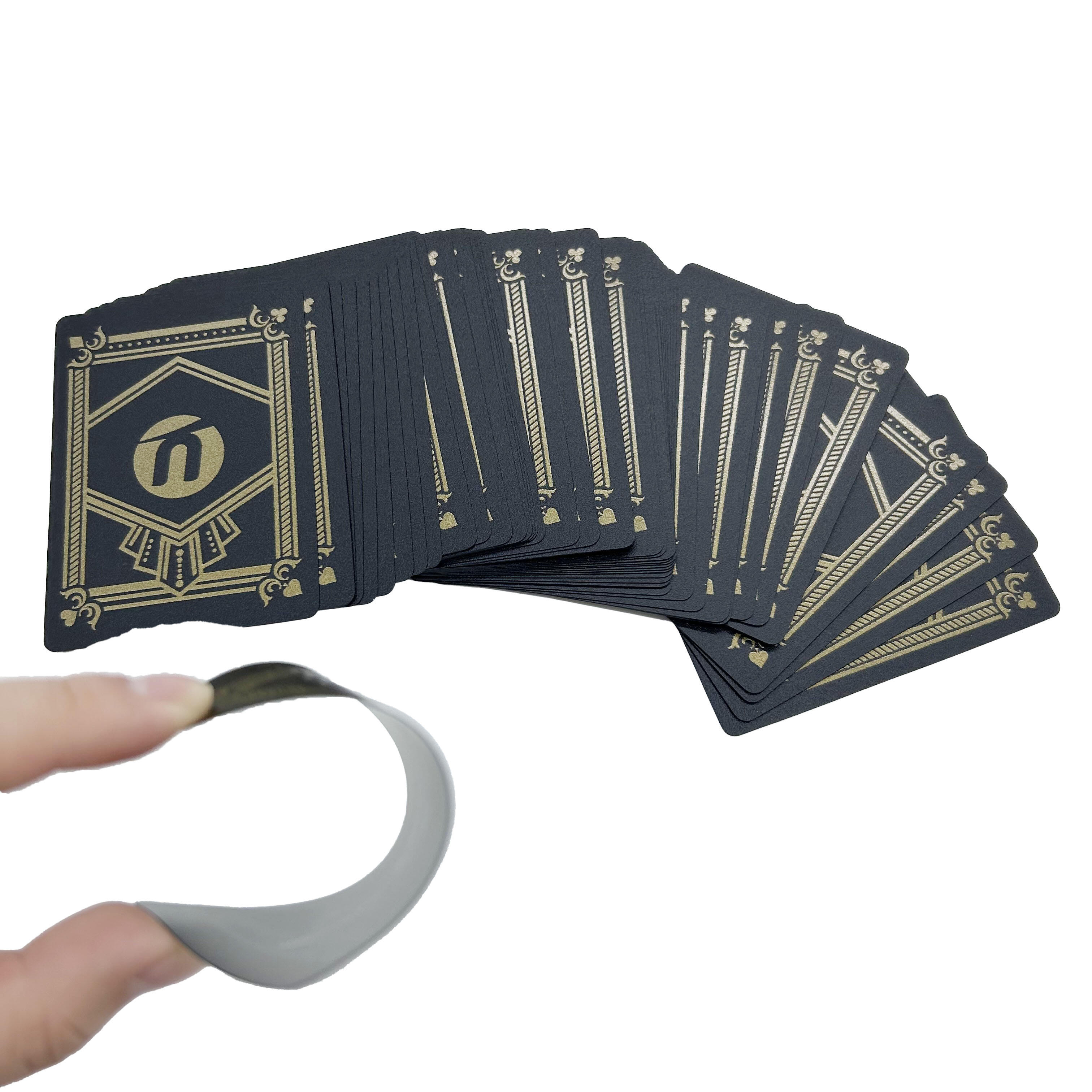 Matte Black Gold Foil PVC Playing Cards with Custom Quote & Gift Box OEM ODM