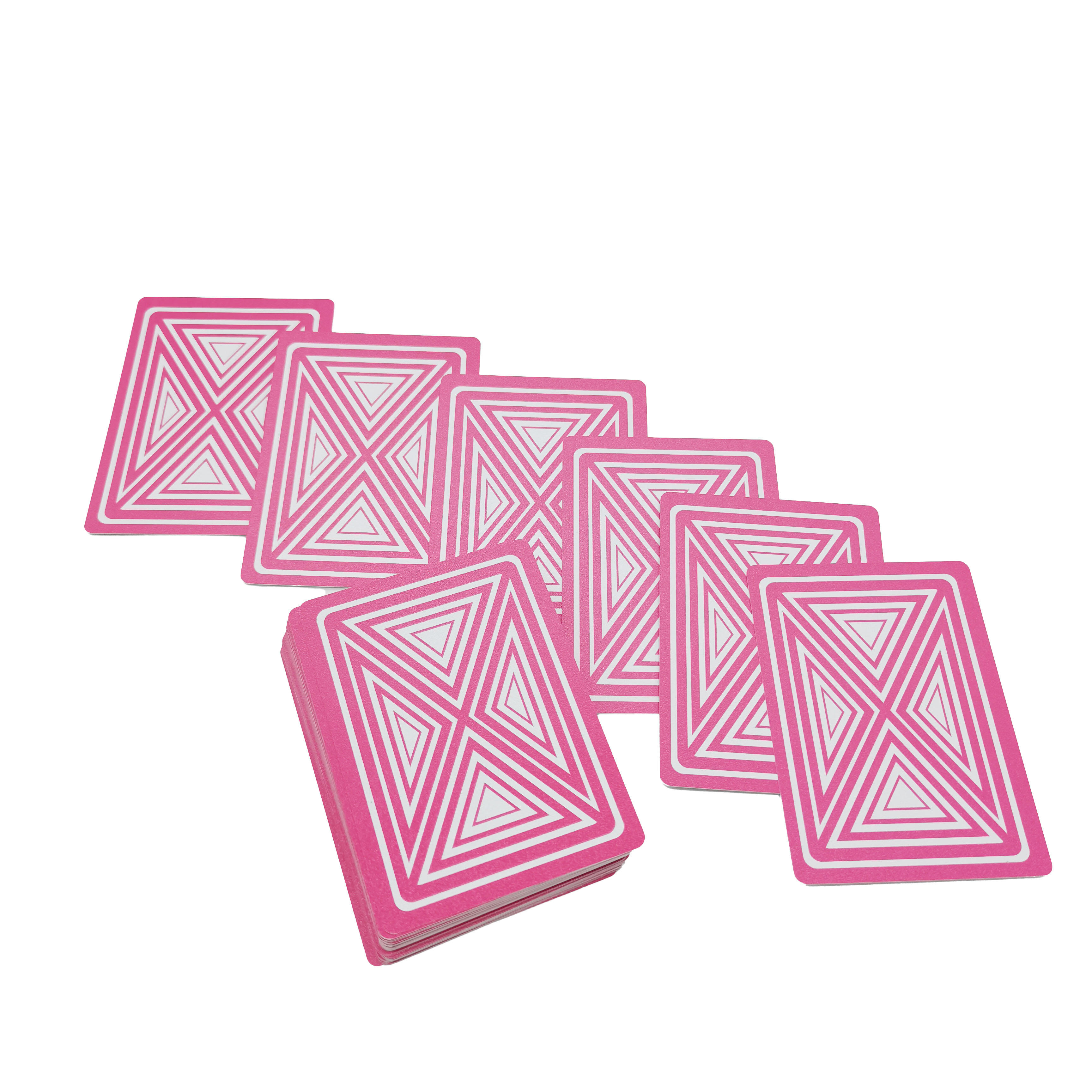 Custom Pink Geometric Pattern PVC Playing Cards with Cartoon Box OEM ODM