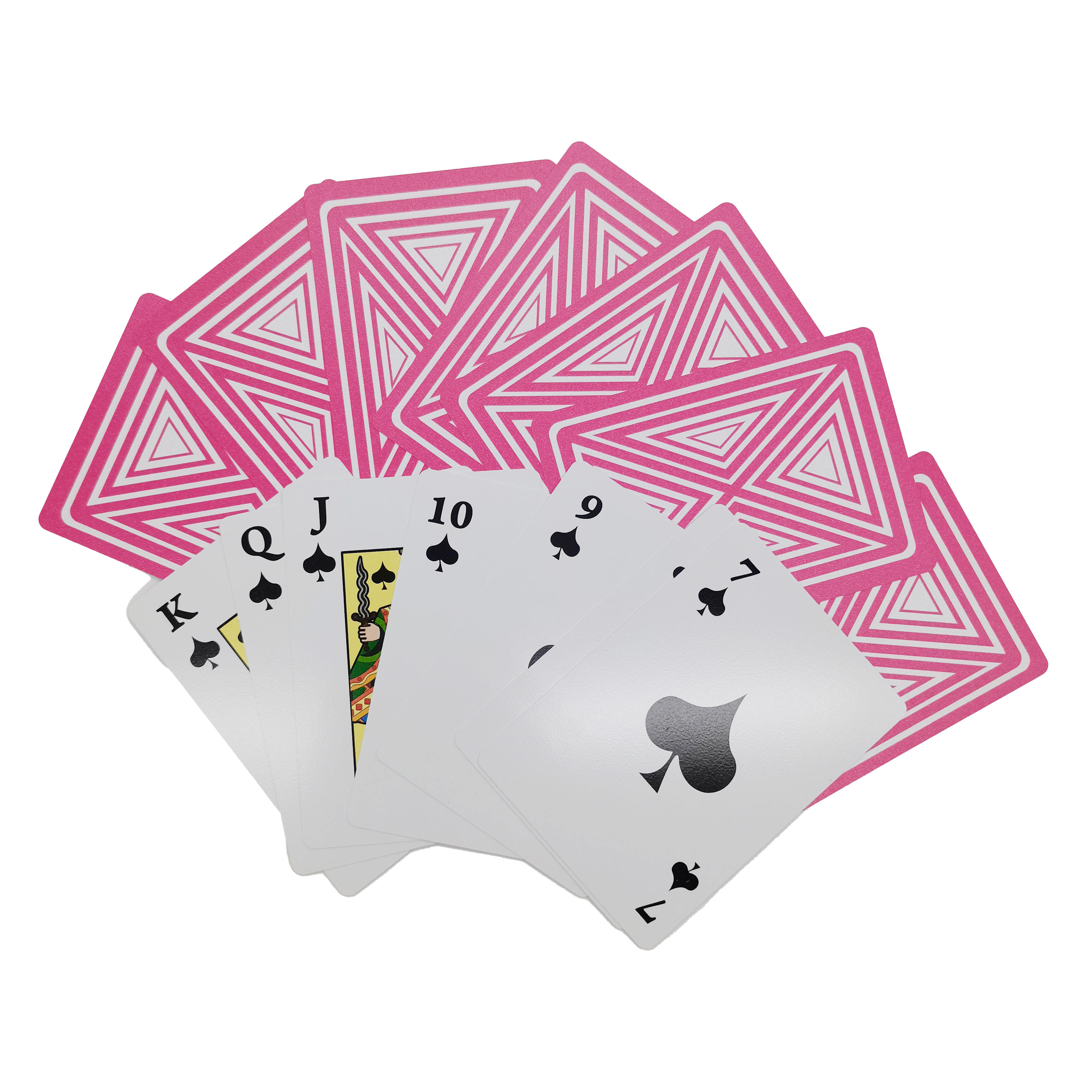 Custom Pink Geometric Pattern PVC Playing Cards with Cartoon Box OEM ODM