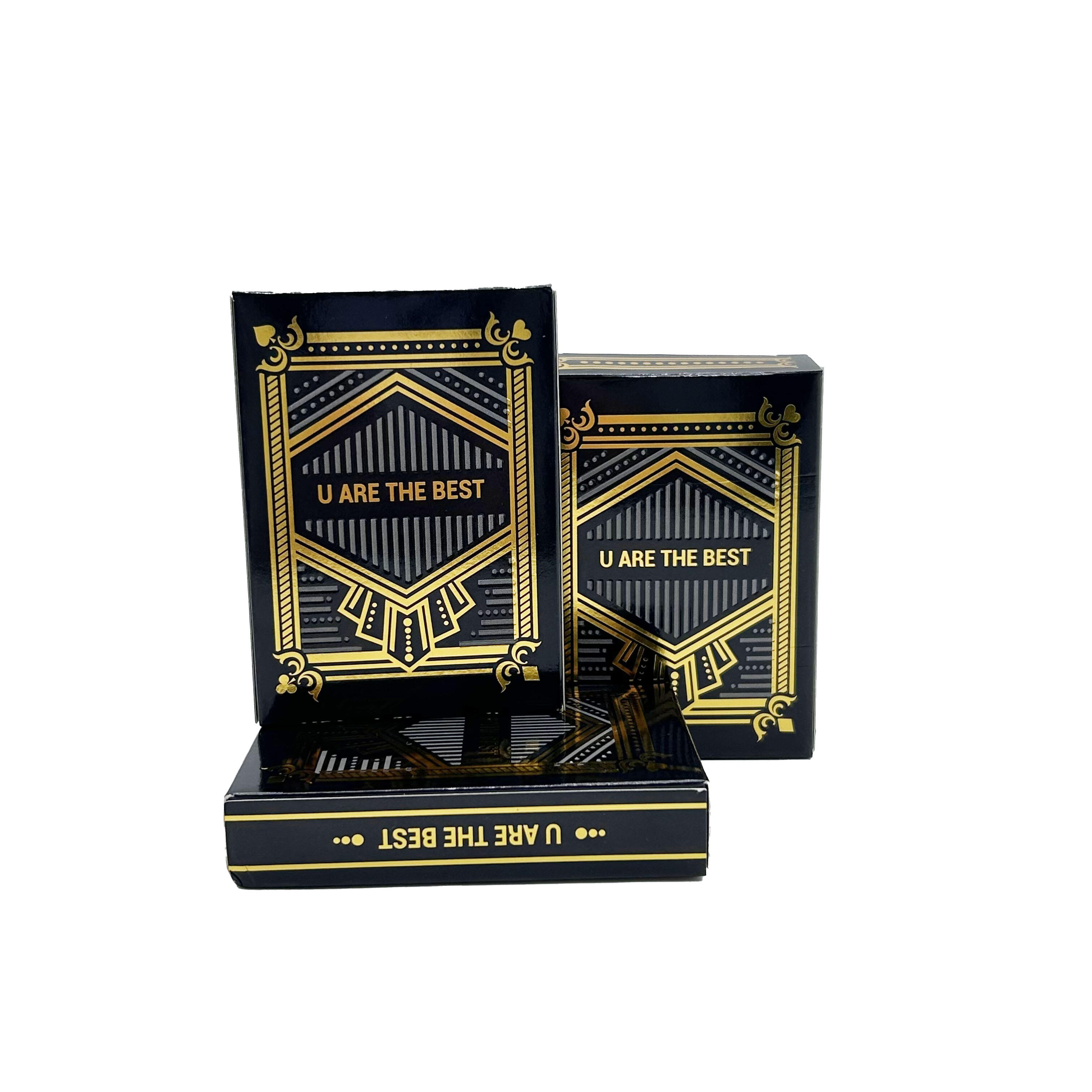 Matte Black Gold Foil PVC Playing Cards with Custom Quote & Gift Box OEM ODM