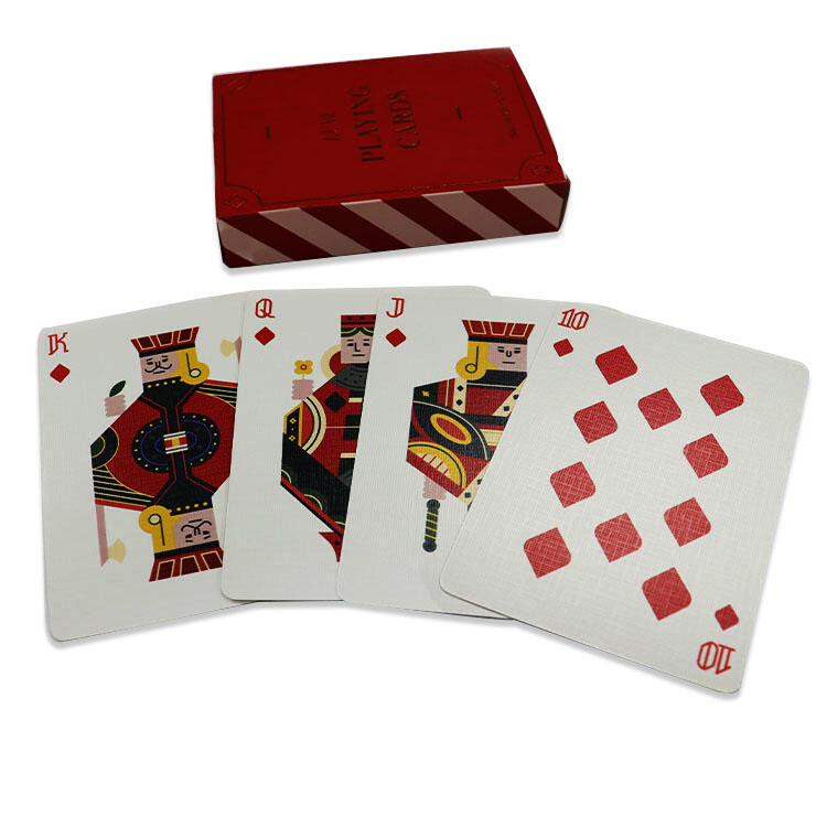 Red Stripe German Black Core Poker Cards - Geometric Retro Design