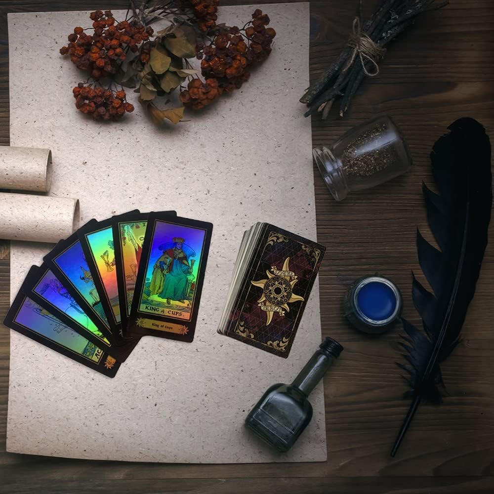 RE Waite Rainbow Holographic Gold Foil Tarot Deck Luxury Gift Set