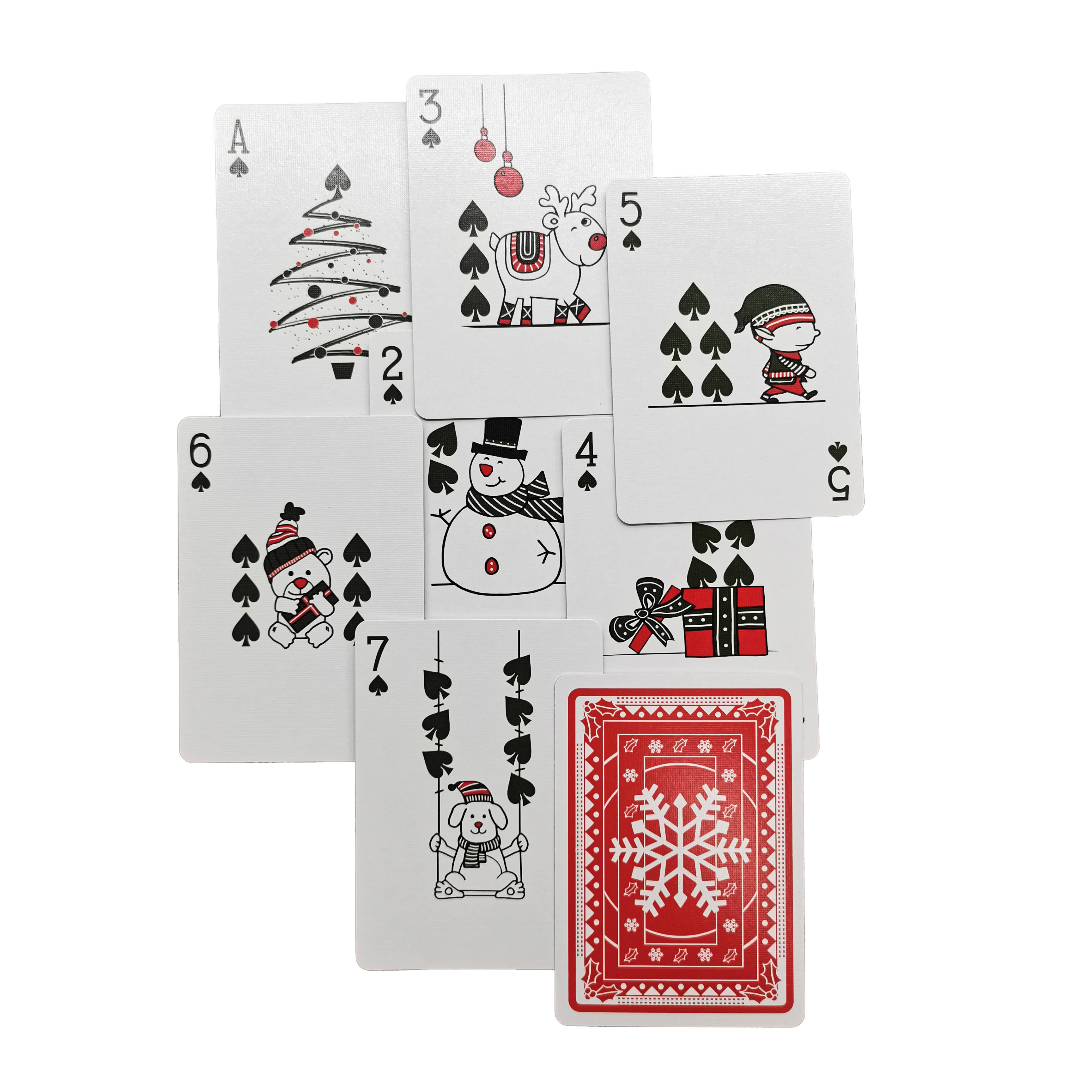 Christmas Theme Playing Cards with Festive Red Box - 54 Card Family Game Set