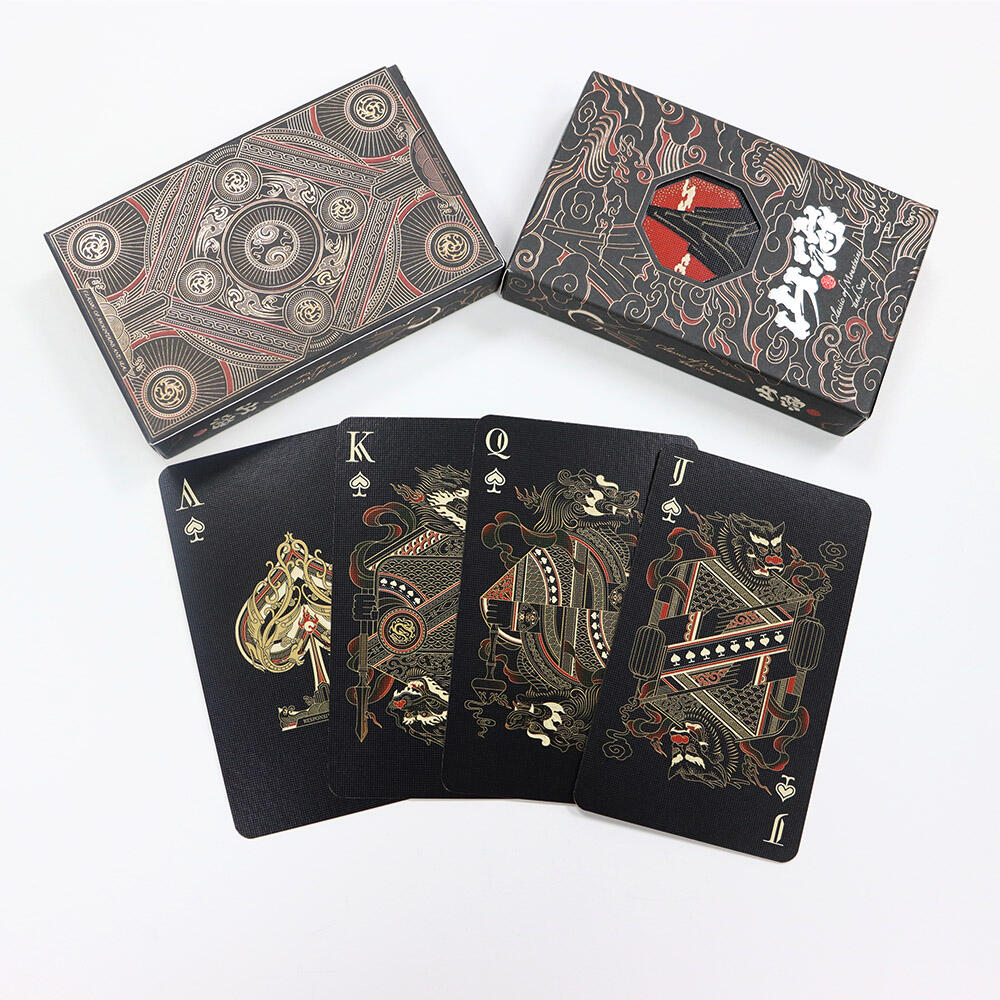 Shan Hai 300g Black Core Gold Foil Playing Cards - Luxury Chinese Design