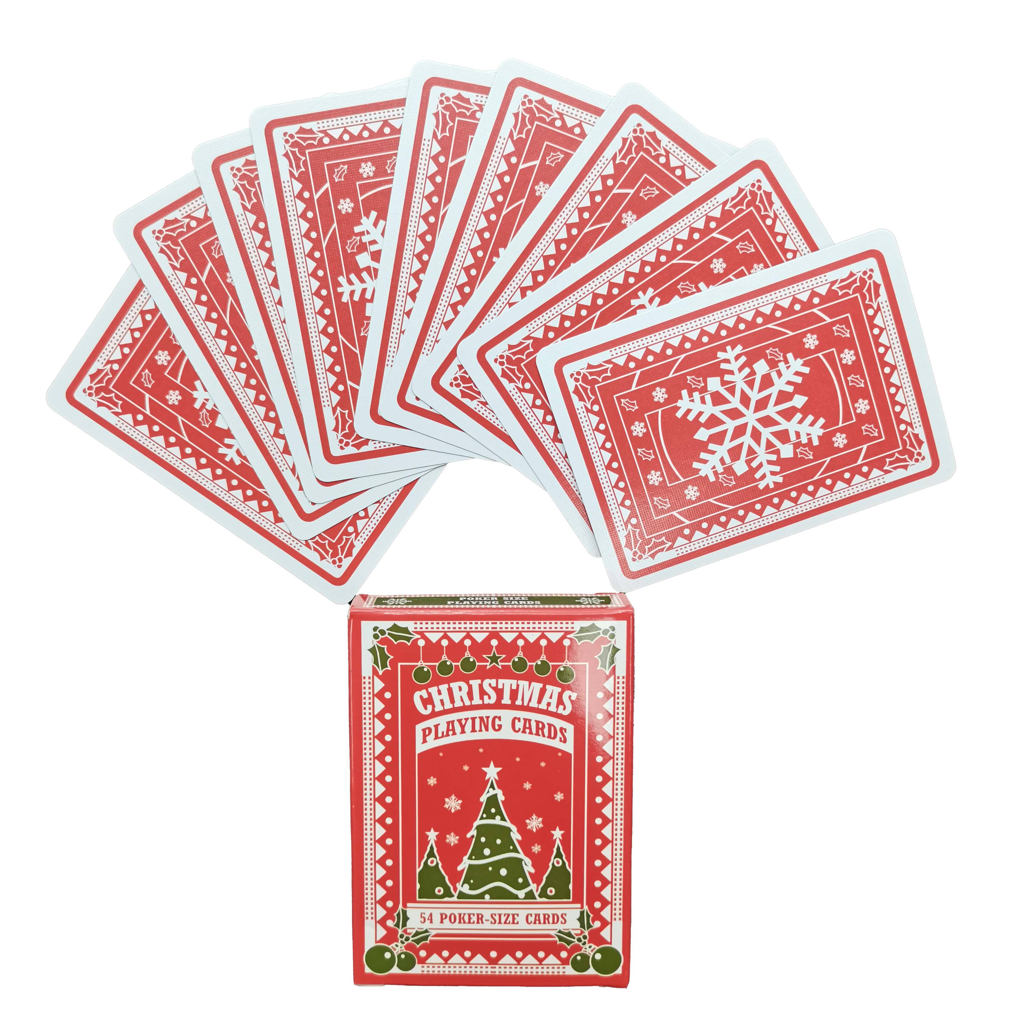 Christmas Theme Playing Cards with Festive Red Box - 54 Card Family Game Set